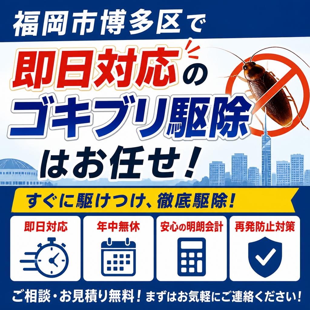 福岡市博多区で即日対応のゴキブリ駆除はお任せ！