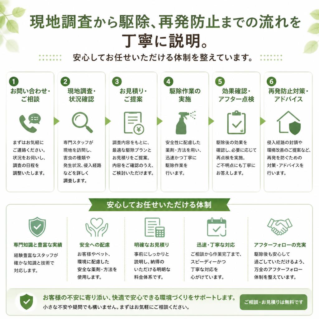 ハチ駆除の流れ