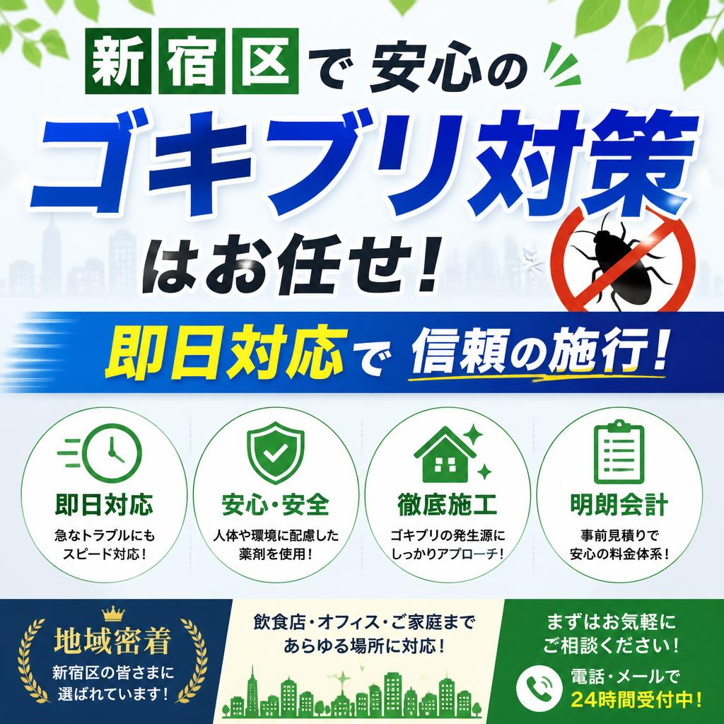 新宿区で安心のゴキブリ対策はお任せ！即日対応で信頼の施行！