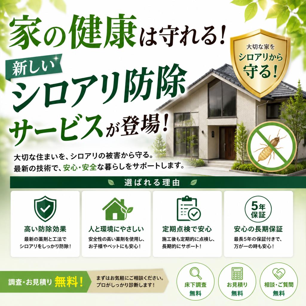 家の健康は守れる！新しいシロアリ防除サービスが登場！