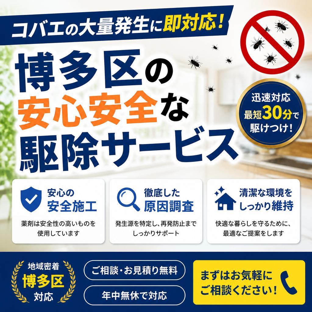 コバエの大量発生に即対応！博多区の安心安全な駆除サービス