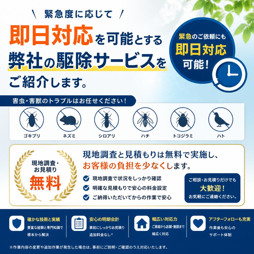 即日対応！迅速な駆除サービス