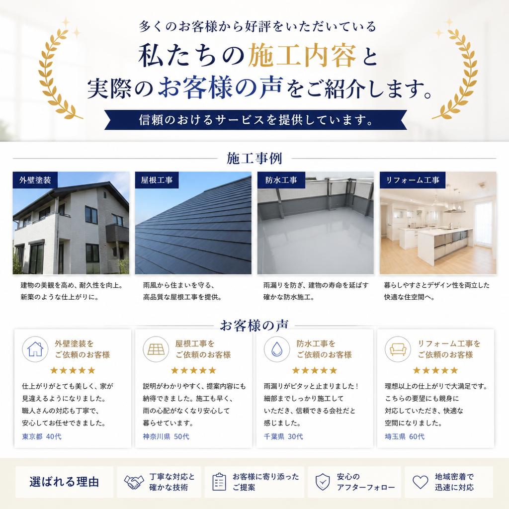 高品質な施工とお客様の声
