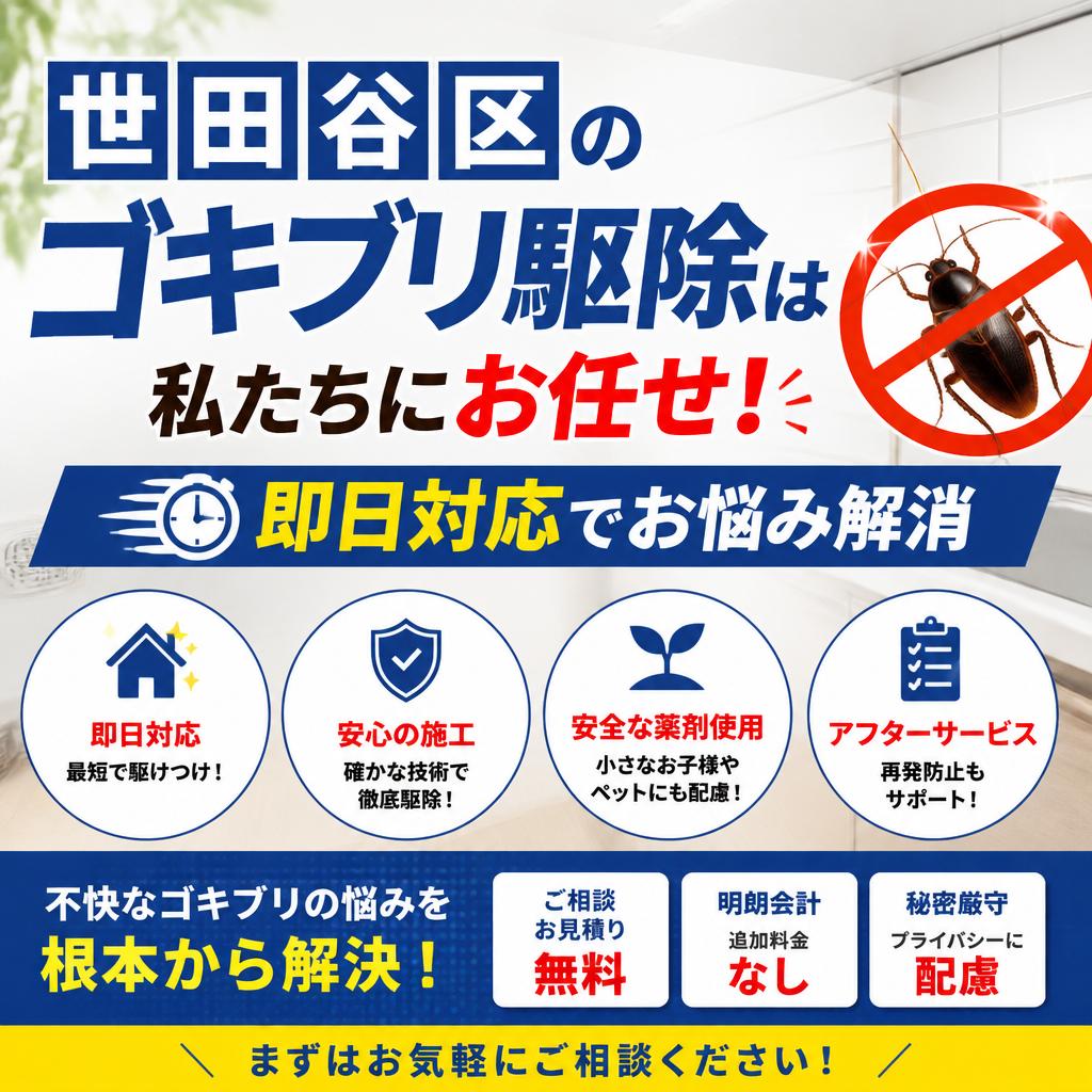 世田谷区のゴキブリ駆除は私たちにお任せ！即日対応でお悩み解消