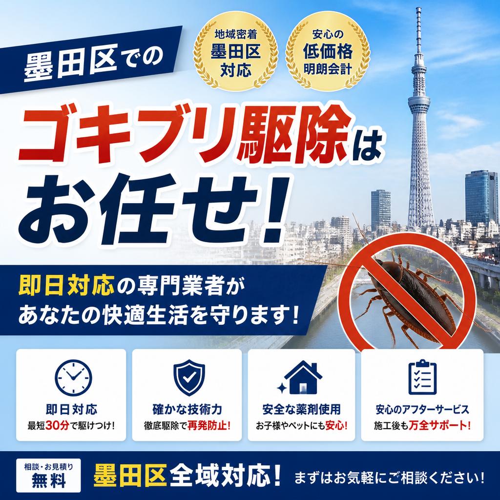 墨田区でのゴキブリ駆除はお任せ！即日対応の専門業者があなたの快適生活を守ります！