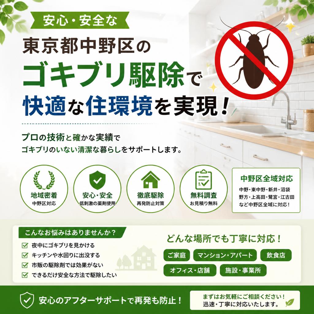 安心・安全な東京都中野区のゴキブリ駆除で快適な住環境を実現！