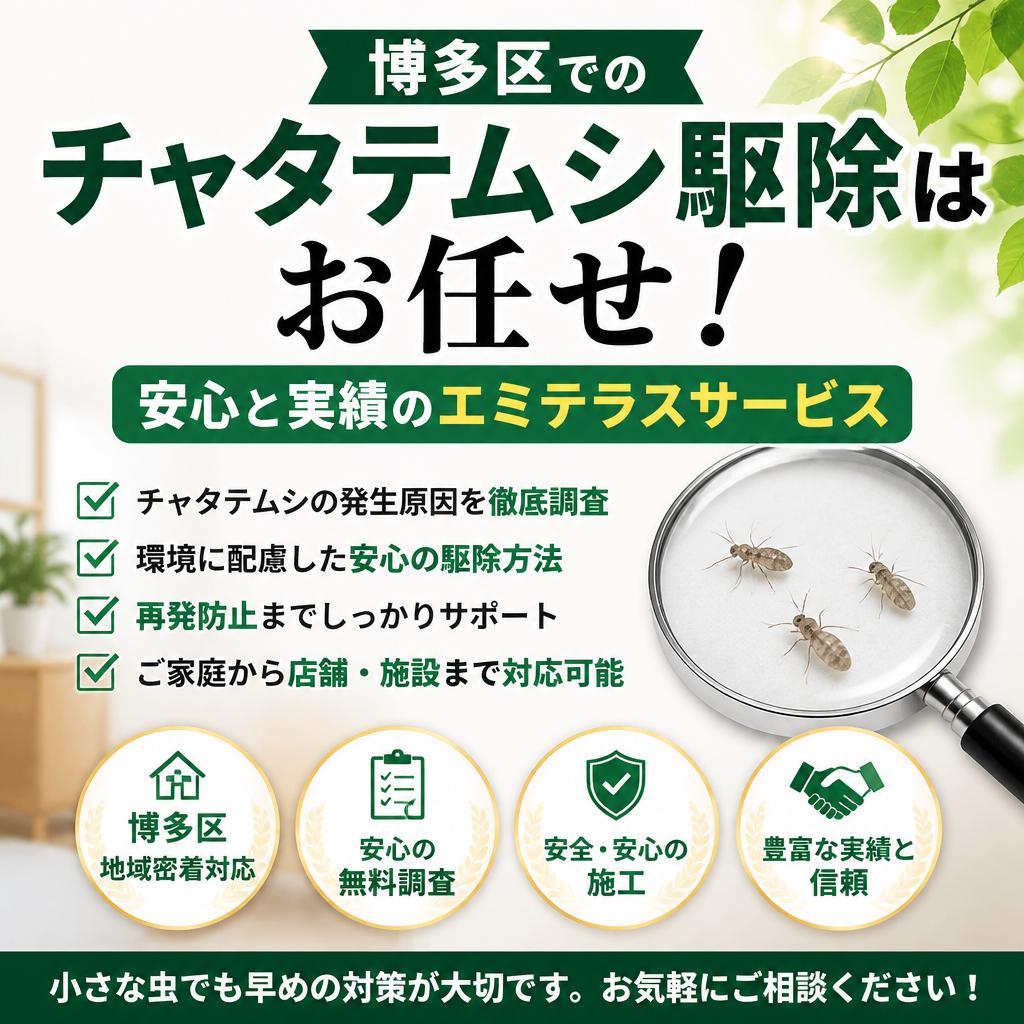 博多区でのチャタテムシ駆除はお任せ！安心と実績のエミテラスサービス