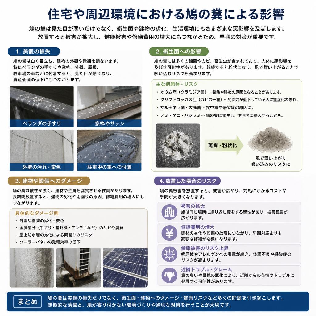 2. 鳩の糞害とその影響