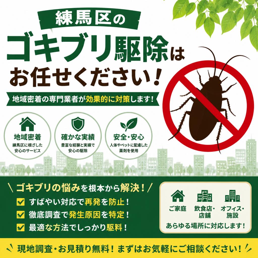 練馬区のゴキブリ駆除はお任せください！地域密着の専門業者が効果的に対策します！